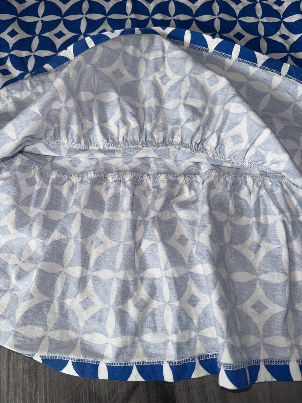 Tea Collection girls dress 10 short sleeve blue white geometric summer - Picture 5 of 8